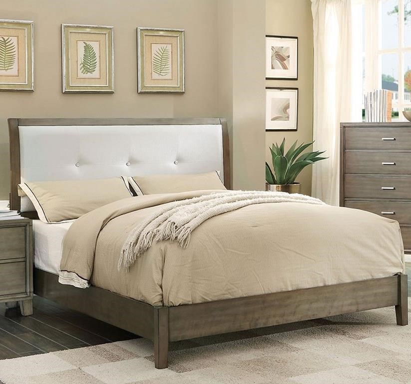 Furniture of America Enrico Queen Upholstered Platform Bed with Wood Footboard Value City